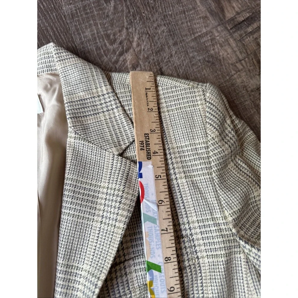 Vintage Talbots Blazer Womens Size 10 Beige Plaid Button Lined Silk Blend USA